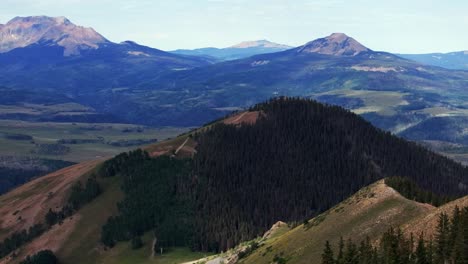 Telluride-airport-Box-Canyon-Colorado-Summer-Last-Dollar-Road-aerial-drone-Mount-Sneffels-Wilderness-ranchland-San-Juan-Rocky-Mountains-Uncompahgre-Forest-landscape-parallax-circle-right