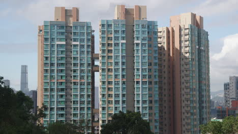 Hong-Kong-Modern-Highrise-Residential-Buildings-Skybridge-Closeup