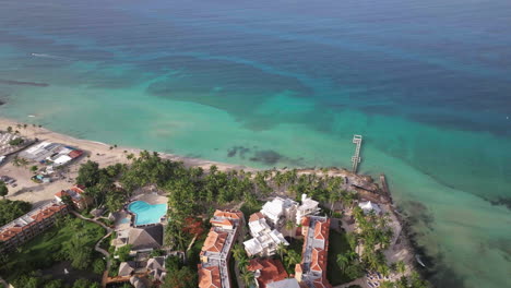 Dominicus-beach-at-sunny-morning,Aerial-shot-of-sandy-beach-and-crystal-clear-sea,Caribbean-sea