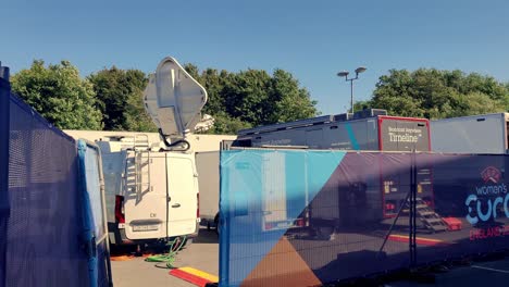 UEFA-womans-euro-2022-TV-broadcast-vans-with-satallite-dishes