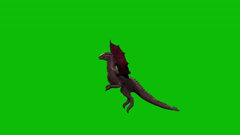 Dragon-fantasy-creature,-monster,-flying-idle-on-green-screen,-side-view-seamless-loop-3D-animation