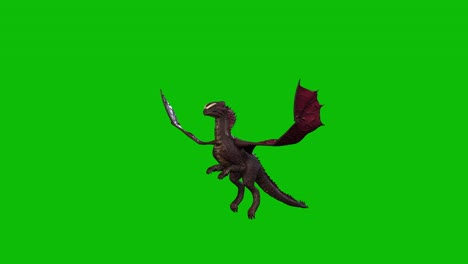 Dragon-fantasy-creature,-monster,-flying-idle-on-green-screen,-perspective-view-seamless-loop-3D-animation