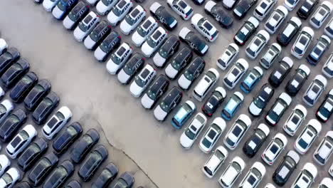 Drone-Bird-view-of-Parking-lot-from-above-in-daytime