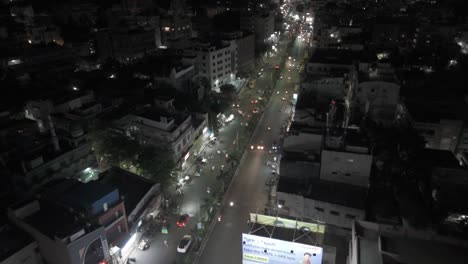 Scenic-aerial-view-of-night-in-Vijayawada-with-prominent-landmarks-and-busy-roads