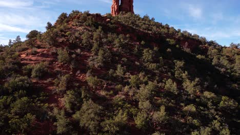 Drone-Shot-of-Desert-Landscape-and-Chimney-Sandstone-Rock-Outside-Sedona-Arizona-USA