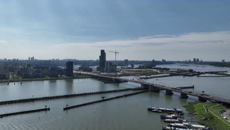 Schellingwouderbrug,-and-new-build-resdential-tower-in-Amsterdam,-The-Netherlands