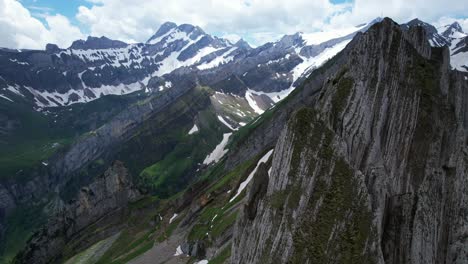 4k-Drone-Aerial-Shot-Of-Massive-Peaks-Of-Shäfler-Ridge-In-Appenzell-Region-Of-Switzerland