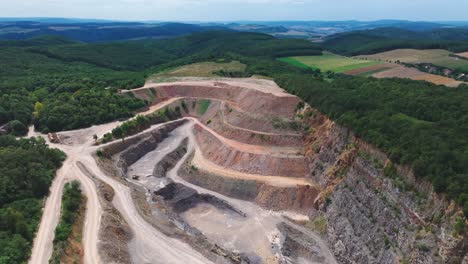 Aerial-view-of-Morina-quarry,-extract-natural-resources,-Czech-Republic