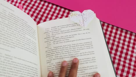 Book-page-with-handmade-bookmark,-paper-crafts