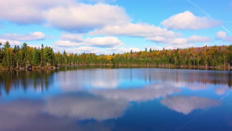 Landscape-from-a-beautiful-and-reflecting-lakeside,-Mont-Tremblant,-Québec,-Canada