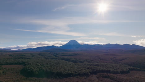 Flying-away-from-Mount-Ngauruhoe,-Central-North-Island,-New-Zealand