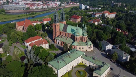 Aerial-4K-cinematic-drone-video-of-Poznan-Archcathedral-of-St-Peter-and-St-John-on-Cathedral-Island