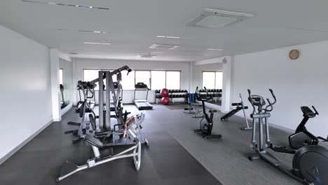 New-and-Clean-Gym-with-Exercise-Equipment,-No-People