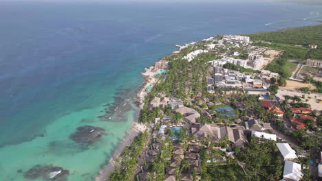 Dominicus-beach-at-sunny-morning,Aerial-shot-of-sandy-beach-and-crystal-clear-sea,Caribbean-sea