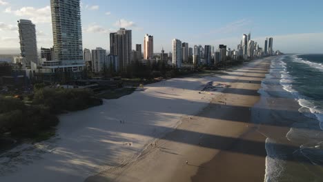 Gold-Coast-south-of-Brisbane-Australia-beach-ocean-buildings-real-estate,-aerial