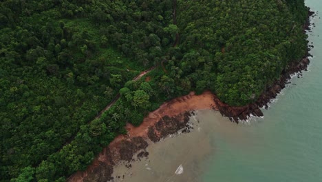 Aerial-Drone-Footage-of-Lanta-Brown-Sand-Beach