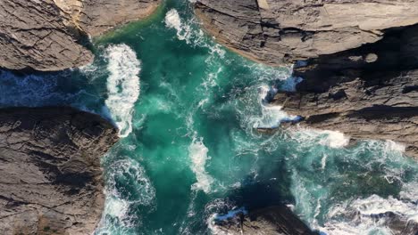 Top-View-Of-Rugged-Shores-Of-Mera-Beach-In-A-Coruna,-Galicia,-Spain