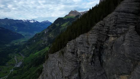 4k-Drone-View-Of-Mountain-Fold-Formations-In-The-Rock-In-Switzerland