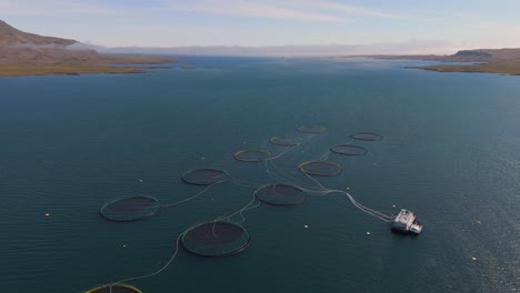 Experience-the-unique-blend-of-industry-and-nature-in-this-drone-video,-highlighting-Iceland’s-salmon-farming-and-its-stunning-coastal-surroundings