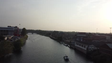 Drone-video-captures-a-River-boat-on-the-River-Trent-sailing-pass-Nottingham-Forest-Football-Stadium