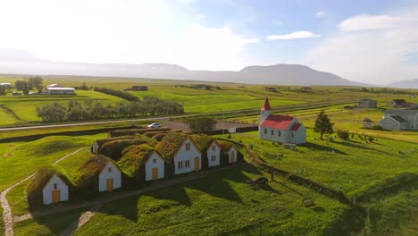 Explore-Skagafjörður-from-above,-revealing-the-intricate-details-of-Viking-history-intertwined-with-the-breathtaking-Icelandic-landscape