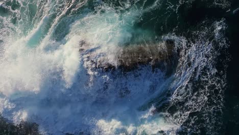 Raging-Waves-Hit-Over-Outcrops-At-The-Shores-Of-Mera-Beach-In-Galicia,-Spain