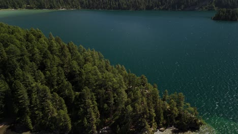 Backward-shot-of-Lake-Maggiore,-the-second-largest-lake-in-Italy-located-on-the-southern-side-of-the-Alps-on-the-island-of-Brissago