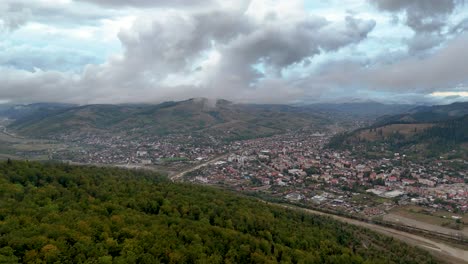 Drone-view-of-Gura-Humorului-city-on-a-cloudy-day