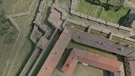 Drone-Tops-Down-Medieval-Fortification-architecture-at-Fort-de-Bellegarde-France