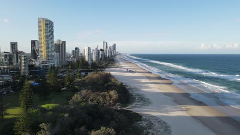 Aerial-view-of-Gold-Coast-City-and-beautiful-coastline-beach-landscape