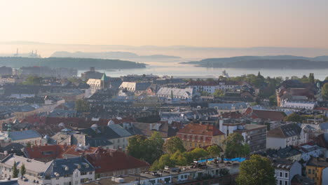 Sunrise-view-from-Frognerparken-towards-Oslo-city-centre-and-Oslofjord