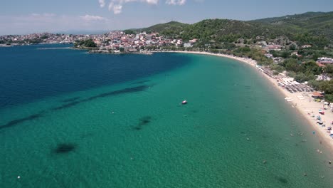Aerial-,-drone-shot-of-great-Greek-beach