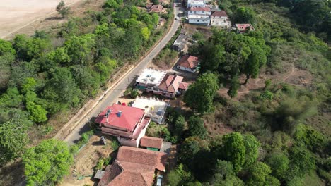 Aerial-shot-of-a-residential-area-and-nearby-ground