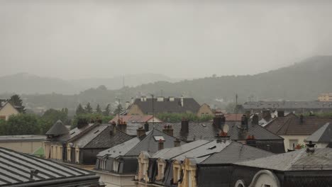 Time-lapse-of-Thionville-village-under-a-rainy-storm,-France