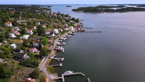 Drone-shot-of-coastline-in-Sweden