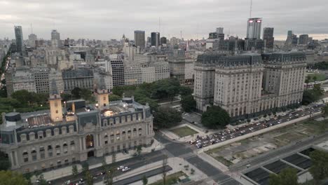 Aerial-Drone-Fly-Above-Cityscape-of-Buenos-Aires-City-Argentina-in-Puerto-Madero-Traditional-Architecture