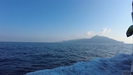 Wake-Of-Ferry-Traveling-Towards-Amalfi-Coast-In-Italy---POV