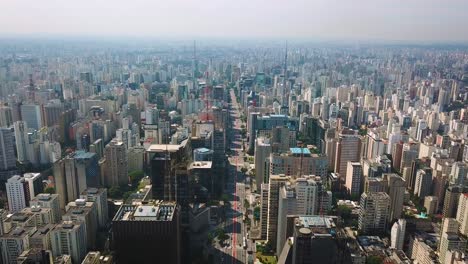 Fantastic-aerial-cinematic-panorama-shot-of-São-Paulo-and-Avenida-Paulista-in-Brazil