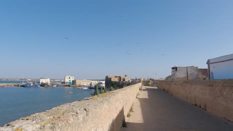 Panoramic-view-onto-atlantic-ocean-from-mazagan-fortress
