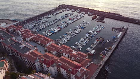 Aerial-View-of-Los-Gigantes-Dock-at-Sunset