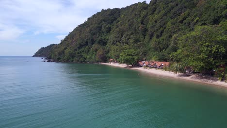 Best-aerial-top-view-flight-backpacker-huts-Cabins-on-jungle-white-sandy-beach-island-koh-chang-thailand-2022
