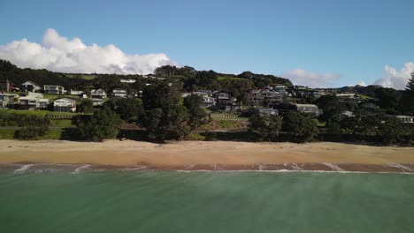 Aerial-view-of-holiday-homes-on-beach-front