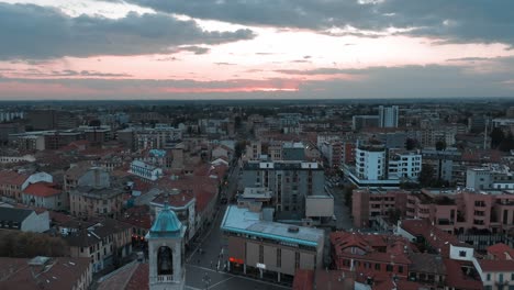 Timelapse-,-Drone-footage-of-Saronno,-Italy