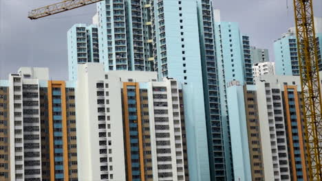 Moving-car-shot-of-high-rise-apartments-in-Hong-Kong-Asia
