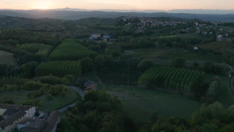 Aerial-view-of-Piemonte-Historic-Hilltop-Town-North-Italy