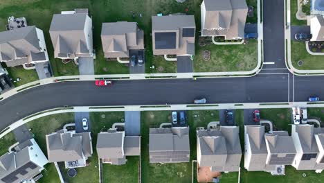 Top-down-truck-shot-in-American-neighborhood