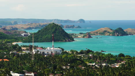 Landscape-view-with-telecommunication-towers-in-Kuta-Lombok-island,-Indonesia
