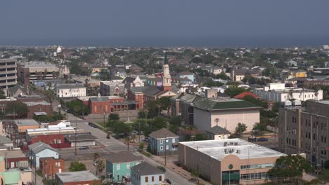 Aerial-of-Galveston,-Texas-neighborhoods