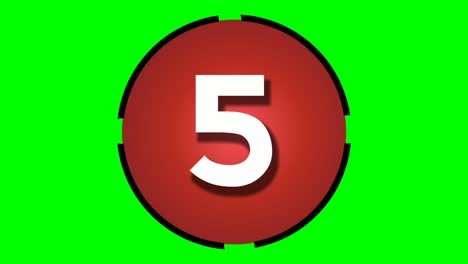 Animation-Countdown-cartoon-number-ten-10-to-one-1-motion-graphics-on-green-screen,-number-in-Red-border-circle-10-second-for-timer-video-elements