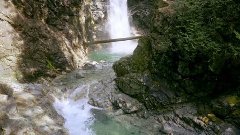 Grund-Eines-Wasserfalls,-Der-In-Einen-Fluss-Fließt